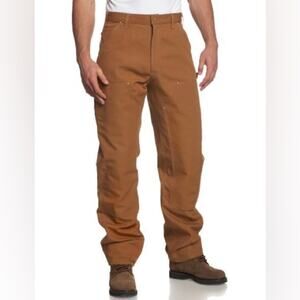Carhartt Firm Duck Double Front Work Dungaree Men's Casual Pants Brown 42x32